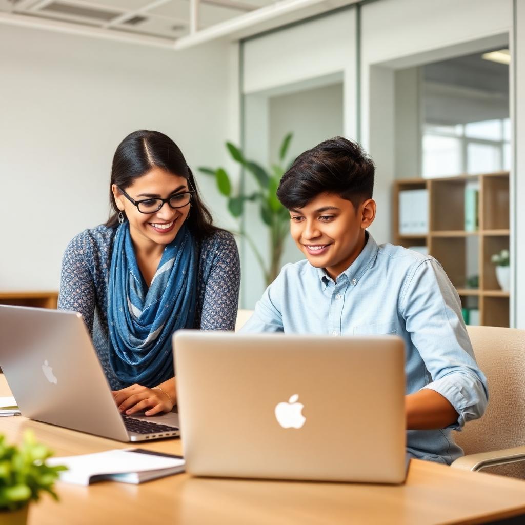 Counsellor guiding a student